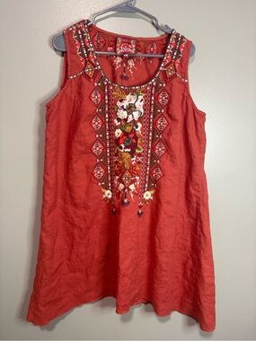 Johnny Was Los Angeles Embroidered Linen Blend Shift Dress – XL